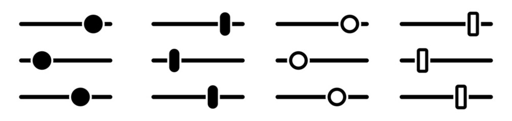 Poster - Slider filter simple flat button. Filter control settings icon collection. Vector Illustration.