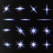 Introducing the effects of vector neon light sets. Glowing blue abstract line. Suitable for transparent lens flare effect. Bright light can be used for game design, banners, posters.
