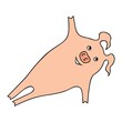 Cute kawaii pig in yoga plank pose. Doodle Vector Illustration of funny animal character. Sport fitness concept, motivation for kids