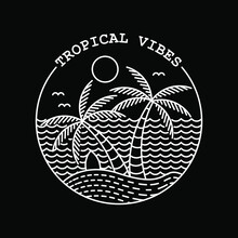 Tropical Vibes Monoline Illustration