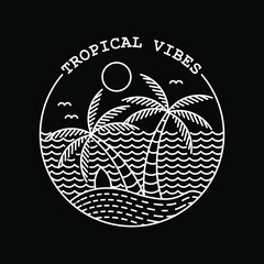 Tropical vibes monoline illustration