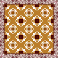 Poster - Elegant abstract scarf pattern design with ethnic and floral ornament. Hijab motif design