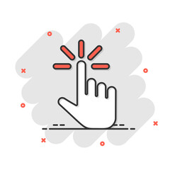 Wall Mural - click mouse icon in comic style. pointer vector cartoon illustration on white isolated background. h