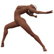 © T Dot Squared - Nude beautiful attractive young brunette fashion model posing in an abstract contemporary dance pose. Woman Isolated against white background. Photorealistic 3D rendering. Model Code CY