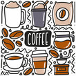 hand drawn coffee drink doodle set