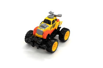 Big truck toy with big wheels, bigfoot, monster truck isolated.