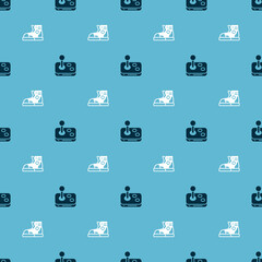Poster - Set Joystick and Sport sneakers on seamless pattern. Vector