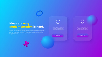 Aufkleber - Glassmorphism concept with 3d geometric shapes. Frosted glass effect. Illustration on blurred gradient vector background