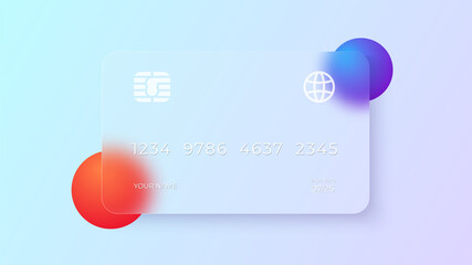 Aufkleber - Glassmorphism concept with 3d geometric shapes. Frosted glass effect. Illustration on light blurred gradient vector background