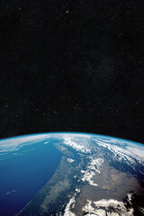 Poster - beautiful blue planet earth in space against the background of stars. universe