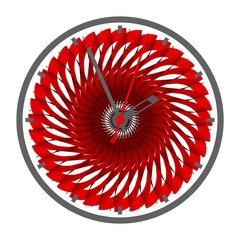 Poster - Rendering image of an analog clock with hands and dial. Patterned watch.