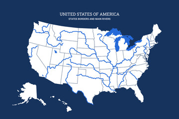 Wall Mural - united states of america graphic map river lake