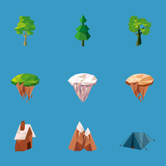 Sticker - nine lowpoly nature icons