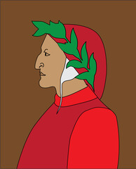 Illustration of the portrait of Dante Alighieri