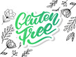 © 1emonkey - Gluten free label. Hand drawn brush lettering. Logo, badge template for healthy food stores and markets.