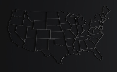 Wall Mural - usa 3d geographic map abstract border metal render