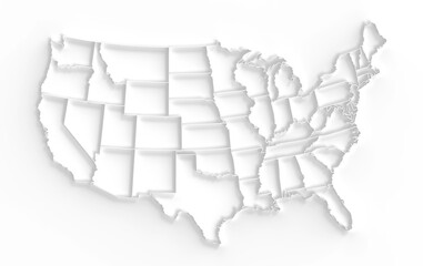 Wall Mural - usa 3d geography map abstract white borders render