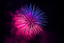 Low Angle Shot Of Colorful Fireworks At Night