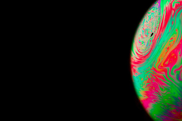 Wall Mural - Soap bubble. Abstract galaxy background with globe planet earth in universe space with sunlight on dark background. Concept of apocalypse, armageddon, doomsday.