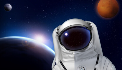 Sticker - Planet Astronaut Realistic Composition