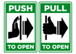 Push and pull to open door signs. Vector on transparent background
