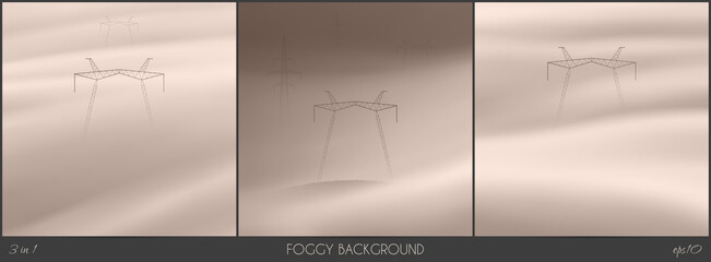 Sticker - Transmission tower. Foggy clouds. Abstract fog waves. Urban landscape
