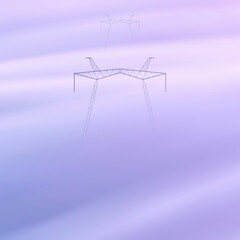Sticker - Transmission tower. Foggy clouds. Pastel fog waves. Urban landscape