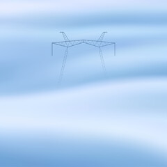 Sticker - Transmission tower. Foggy clouds. Pastel fog waves. Urban landscape