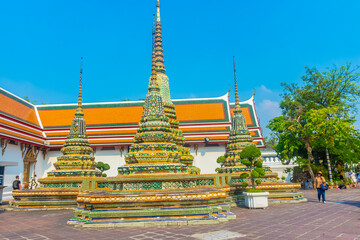 Buddhist towers in the Wat Pho Temple, Bangkok, Thailand