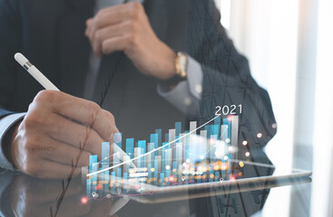 Poster - plan business growth in year 2021 goals concept