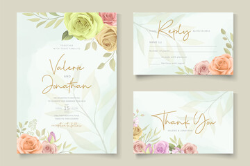  Elegant floral wedding invitation design with beautiful floral