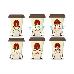 Poster - Coffee milk cup cartoon character with sad expression