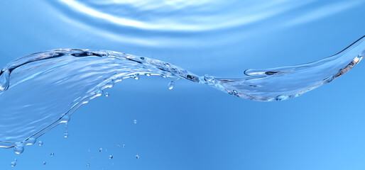 Wall Mural - water stream splash on gradient background macro shot