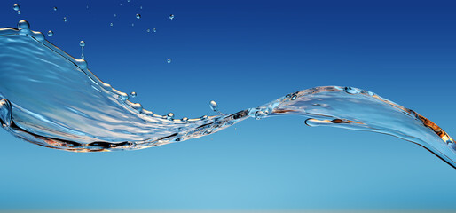 Wall Mural - water stream splash on gradient background macro shot