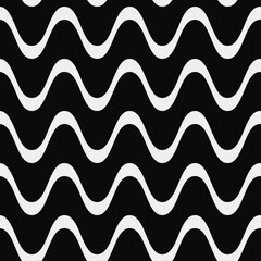 Wall Mural - Wavy stripes in vector monochrome and zig zag.