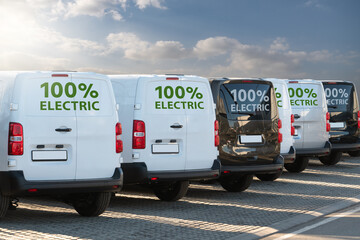 Electric vans parked in a row