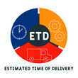 © Nadezhda Kozhedub - ETD - Estimated Time of Delivery  acronym. business concept background.  vector illustration concept with keywords and icons. lettering illustration with icons for web banner, flyer, landing pag