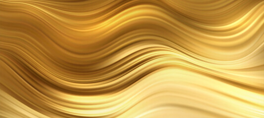 Poster - Abstract Gold Waves. Shiny golden moving lines design element for greeting card and disqount voucher.