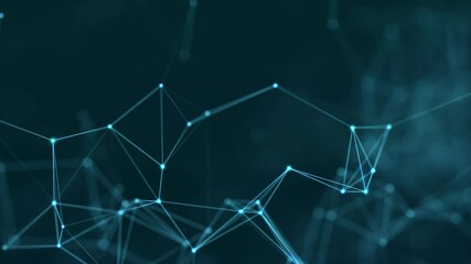 Poster - Abstract motion background of connected dots and lines. Science and technology. Network connection structure. 3d rendering. Seamless loop. 4K
