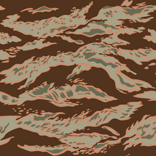 Tiger Stripe Camouflage Seamless Vector  Pattern For Background, Fabric And Others.