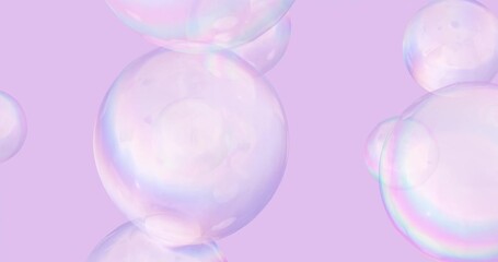 Aufkleber - Abstract holographic floating liquid blobs, soap bubbles background. 3D seamless loop animation.
