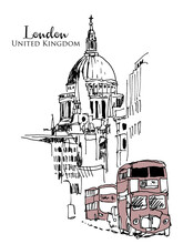 Drawing Sketch Illustration Of London, UK