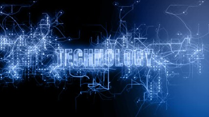 Aufkleber - Technology text over circuit, Technology digital abstract background. Animation 3d rendering 4k