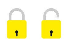  Icon Of Locked And Unlocked Lock On White Background. 