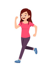 Poster - young good looking woman doing run pose