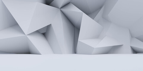 Poster - white abstract wall futuristic architecture background 3d render illustration