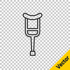 Sticker - Black line Crutch or crutches icon isolated on transparent background. Equipment for rehabilitation of people with diseases of musculoskeletal system. Vector