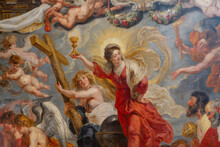 Valenciennes, France. 2019-09-12. Part Of The Painting "Triumph Of The Eucharist" By Peter Paul Rubens (1577-1640). Museum Of Fine Arts In Valenciennes, France.
