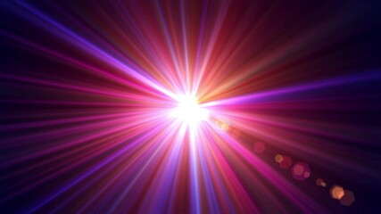 Wall Mural - Rotating Motion Abstract Sweet Colorful Red Blue Orange Glowing Light Burst Optical Flare Effect Background Seamless Loop