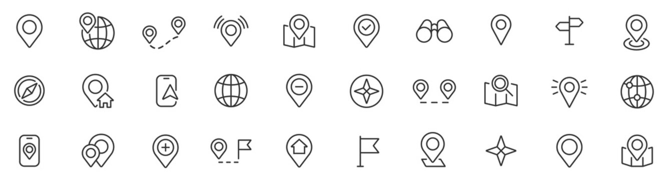 location icons set. navigation icons. map pointer icons. location symbols. vector illustration